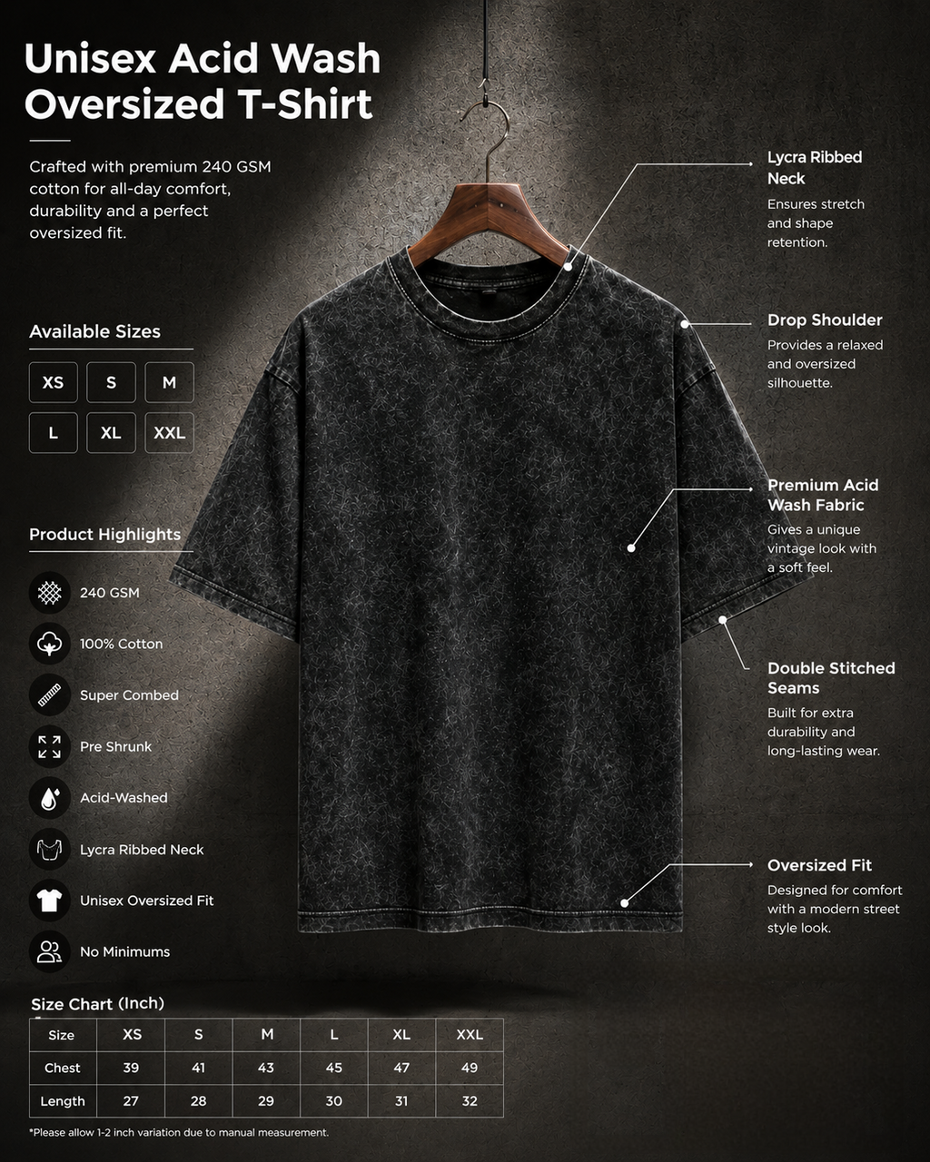 Shadow Wash — Unisex Acid Wash Oversized T-Shirt