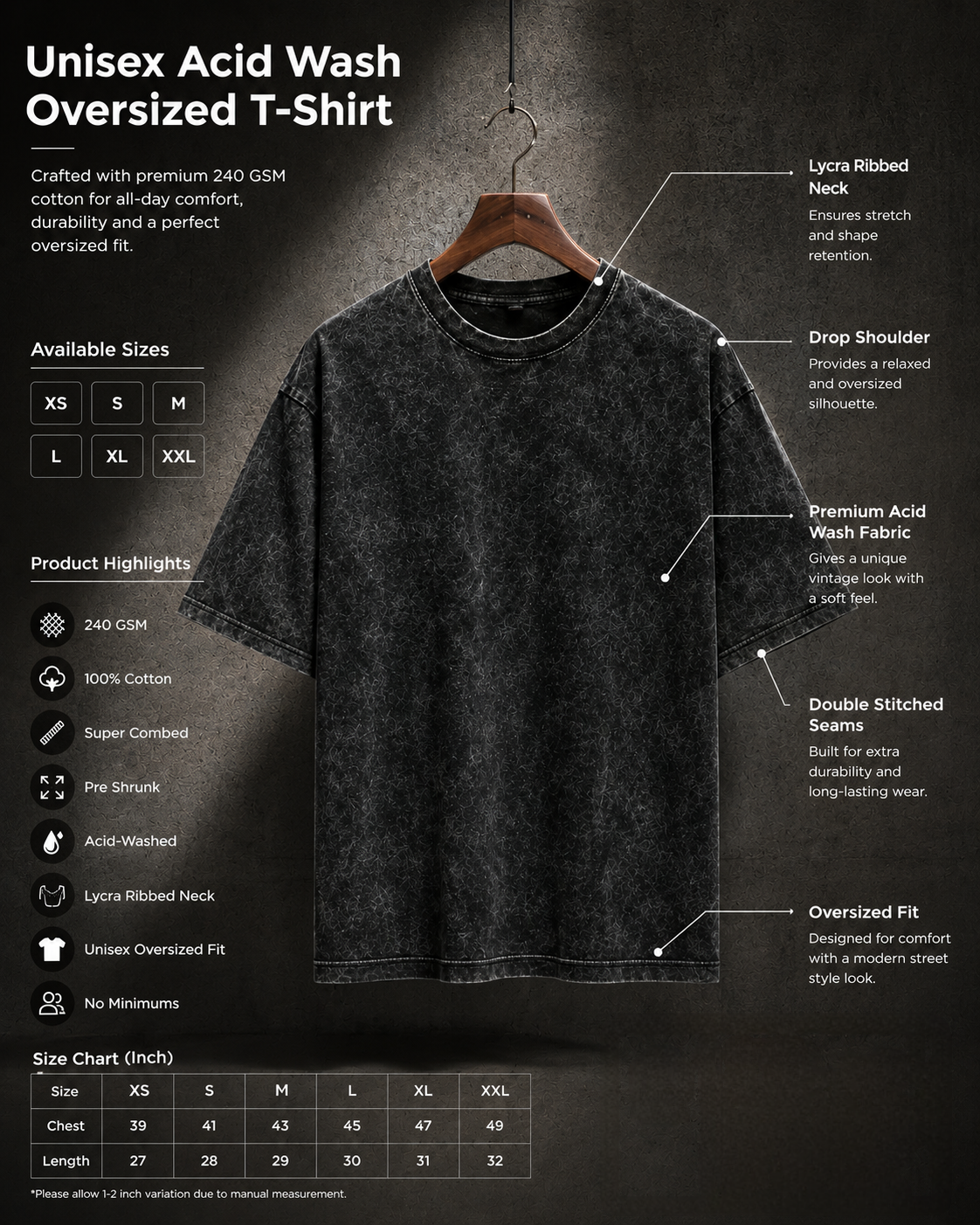 Shadow Wash — Unisex Acid Wash Oversized T-Shirt